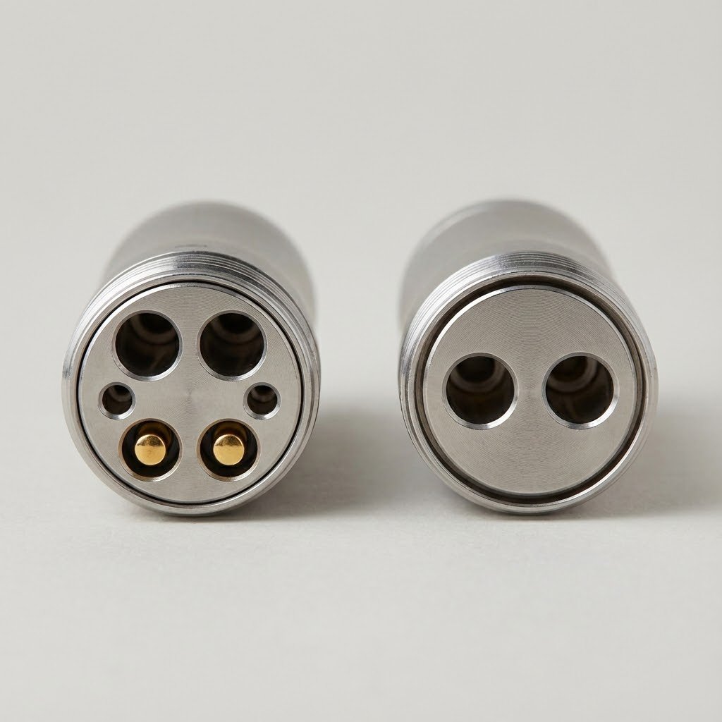 Dental handpiece connector types Midwest 4-hole vs. Borden 2-hole standards.